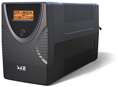 SKE SK425 425VA/240W UPS Battery Backup & Surge Protector - Uninterruptible Power Supply with LCD Display, AVR Voltage Regulation, 6 Outlets, Backup Power for PC, Router, NAS & Home Office
