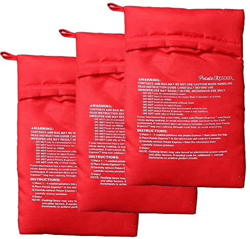 3 Pack Baked Potato Microwave Bag, Reusable Baked Potato Cooker Pouch, Washable Potato Baking Bag for Microwave Oven, Perfect for Steaming Cooking Yams, Corn