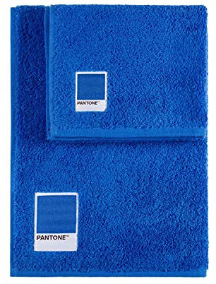 Sweet Home Pantone™ Handtücher-Set 1+1 bestehend aus Gästehandtüchern 40 x 50 cm + Gesicht 50 x 100 cm, Oeko Tex Zertifiziert, Blau