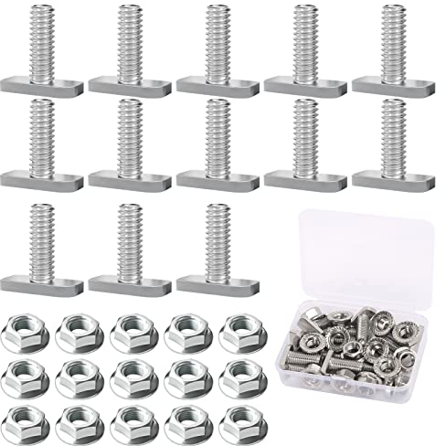 Tornillos de cabeza de martillo M10 x 25 de acero inoxidable A2-70 con tuercas de bloqueo para invernadero y fotovoltaica, 15 unidades