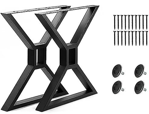 Fayelong Set mit 2 Tischbeinen aus Stahl mit X-Rahmen, 70 cm x 60 cm, robuste Möbelbeine für Esszimmer, Bank, Computertisch, Couchtisch – Heimwerker, Industrie