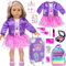ebuddy 24pcs American 45,7 cm Reisekoffer Puppe Kleidung und Zubehör Set Enthält Mantel Kleid Rucksack Aufkleber Bargeld Spielzeug (Keine Puppe), UK-001