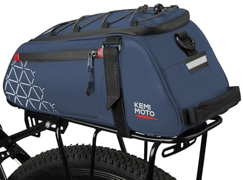 KEMIMOTO 2 En 1 Alforjas Bicicletas Impermeables 8L, Traseras Bolsas Portaequipajes, Múltiples Compartimentos con Asa de Transporte y Correa para el Hombro