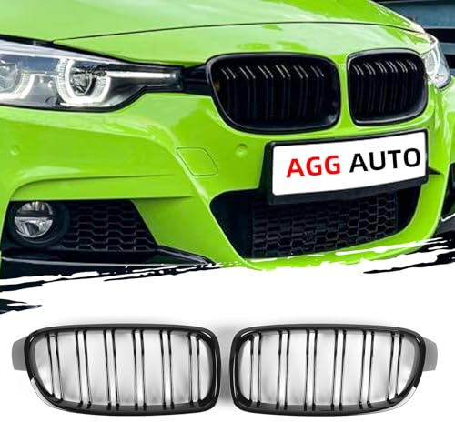 AggAuto negro brillante rejilla del radiador, rejilla delantera riñón 6-doble barra para BMW Serie 3, F30/F31, 2012-2018