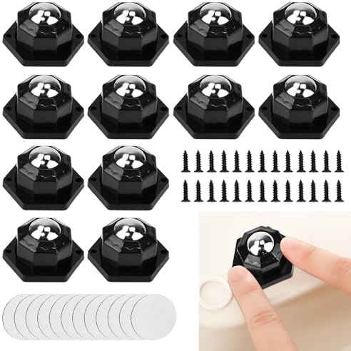 ADERTOS 12PCS Mini Roulette Auto-Adhésive Mini Roulettes Pivotantes Universelles Roulettes Pivotantes À 360 Degrés Petites Roulettes en Plastique pour Meubles (Coller/Perforer Double Usage)