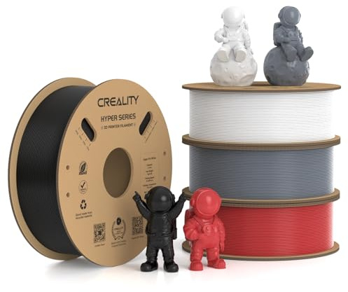 Creality Hyper PLA Filament 1.75mm, 30-600mm/s High Speed 3D Printer Filament, Dimensional Accuracy +/-0.02mm, Fit Most FDM 3D Printers, 4 Pack 1kg Spool(2.2lbs), Black & White & Grey & Red