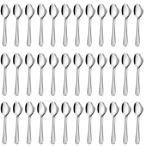 Joyfair Teelöffel 36 Stück, 13,5cm Edelstahl Kaffeelöffel Espressolöffel Set, Dessertlöffel Klein Löffel für Zuhause, Restaurant, Café, Spiegelpoliert & Spülmaschinenfest - Hammer Griff
