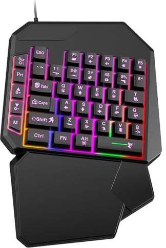 dmqdu lightniing speltangentbord – ljust trådlöst tangentbord, bärbart speltangentbord, programmerbart vänsterhänt tangentbord – professionell spelknappsats, ergonomisk spelkontroll plug and play för