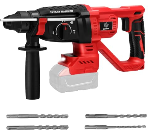 Cordless Rotary Hammer Drill Compatible with Milwaukee 18V Battery(No Battery), Brushless SDS-Plus Hammer Drill, 3 Joules Impact Energy, 360°Auxiliary Handle