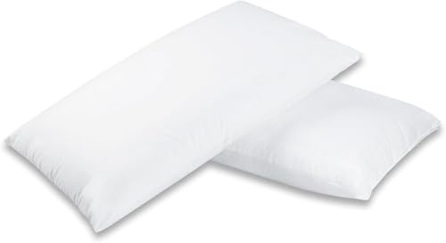 Corredocasa Coppia di Cuscini 45x75 cm per Dormire, Imbottitura Standard, Antiacaro, Anallergico, Traspirante, con Federa Microcucita a Mano, Ideale per Letto Matrimoniale e Singolo