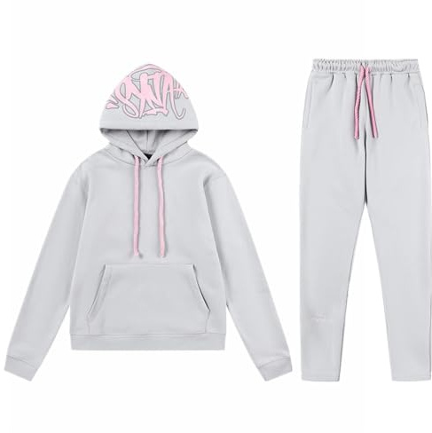 Generisk Syna World Tracksuit herr streatwear Y2k joggingdräkt träningsoverall 2 delar baggy hip hop huvtröja och joggingbyxor activewear bomull sportdräkt fritidsoverall män jogging kostym set