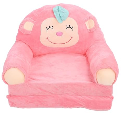 plplaaoo Sofá para niños Plegable Soft luftante Silla para niños Sillón para bebés para bebé para la Sala de Juegos de jardín de Infantes de jardín de Infantes Monkey (Rosa)