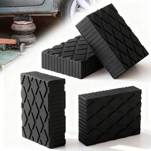 Pangda 4 Pack Solid Rubber Auto Lift Pads 6-3/8 x 4-3/4 x 1.57 Anti-Skid Lift Block Spacer Pad for Automobile Car Lifts, Jacks and Racks, 4000 Lbs Capacity
