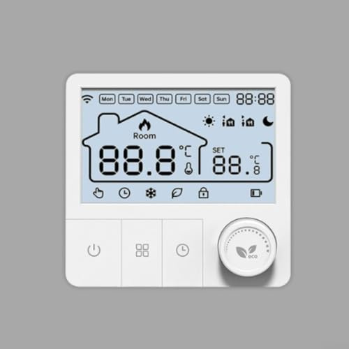 Termostato inteligente para calentadores de gas Tuya WiFi con control por voz, aplicación remota, temporizador semanal, funcionamiento con pilas, montaje en pared, color blanco, modo flexible para
