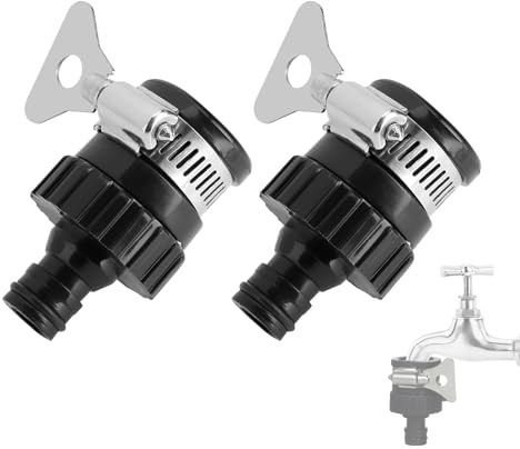 WLICCHS 2 pezzi attacco tubo per rubinetto, ladro d'acqua universale, adattatore per tubo da giardino, rubinetto, attacco acqua, camper con manico gommato, per giardino, cucina, campeggio