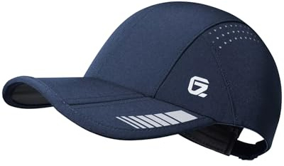GADIEMKENSD Cappellino Sportivo Pieghevole UPF 50+ con Dettaglio Riflettente, Cappello da Corsa ad Alte Prestazioni in Mesh Traspirante Dri Fit per Golf, Tennis, Allenamento, Marina M