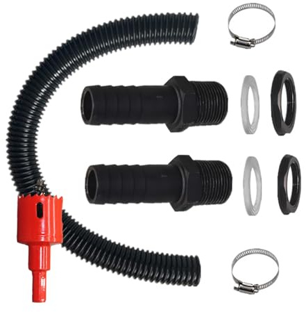 Set di collegamento per barili di pioggia Connettore per tubo flessibile con adattatore per serbatoi d'acqua da 500 mm Installazione semplice per la raccolta dell'acqua Facile da installare