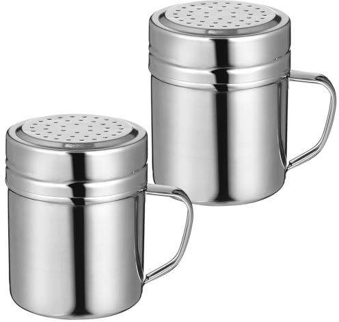 MAGICLULU Set da 2 Shaker per Condimenti in Acciaio Inossidabile con Manico, Resistente alla Ruggine alle Macchie, Capacità Grande, per Cucina e Locale
