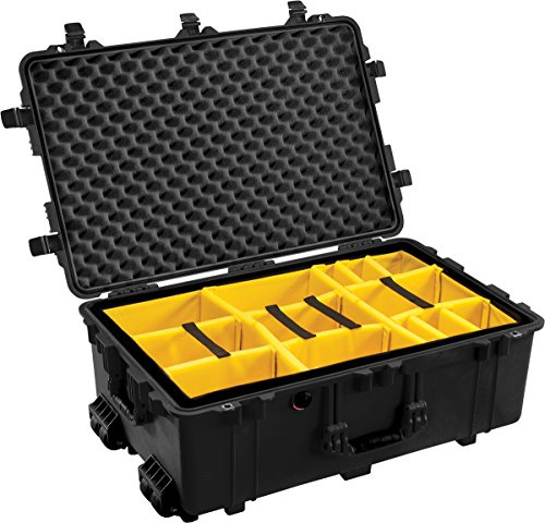 PELI 1650 Maleta Trolley Robusta para el Transporte de cámaras, Drones, Instrumentos y más, IP67 estanca, 86L de Capacidad, Fabricada en Alemania, con divisores Acolchados, Color Negro