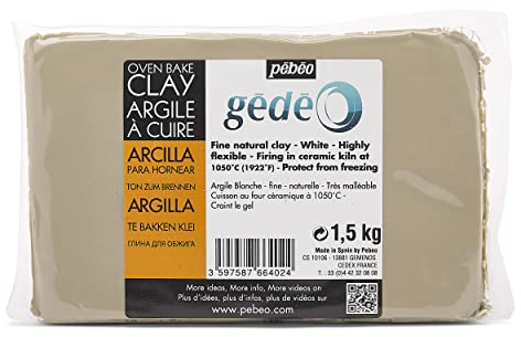 Pébéo White Firing Clay - 1.5 KG, Ideal for Sculpture - Fired Clay Pottery