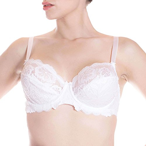 Lepel Belseno Reggiseno in Pizzo Balconcino Coppa C Art. 251 Colori Bianco Nero e Fard - Bianco 5