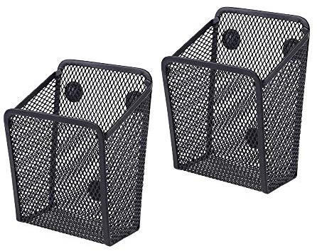 Ritte 2 Pièces Porte Stylo En Maille Magnétique, Panier Rangement Magnétique, Noir Métal Maille Magnétique Boîte Rangement Pour Réfrigérateur, Accessoires Casier, Organisateur Fournitures Bureau (A)