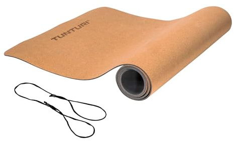 Tunturi Yogamatte aus Kork 183 cm, Korkmatte für Yoga, Pilates, Gymnastik, rutschfest