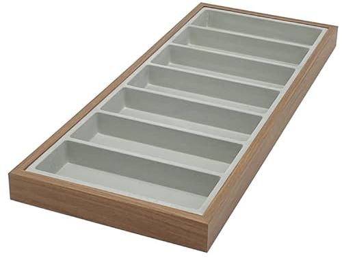 mixed24 Holz Dunkelbraun Vorlagebrett für 7 Brillen Brillenkoffer Brillentablett Brillenpräsentation Brillenaufbewahrung Brillenbox Brillendisplay Vorzeigetablett Vorlagetablett
