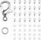 LJFEA Chiusura per Bracciale, 50 Ganci per Bracciale, 120 Anelli Aperti, Ganci per Collana Chiusura per Bracciale Collana Orecchini Portachiavi Gioielli Fatti a Mano (Argento)