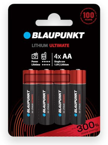 BLAUPUNKT AA Lithiumbatterien Packung mit 4, am besten für Digitalkameras und Internet of Things (IoT)-Geräten, FR6BUL/4CP