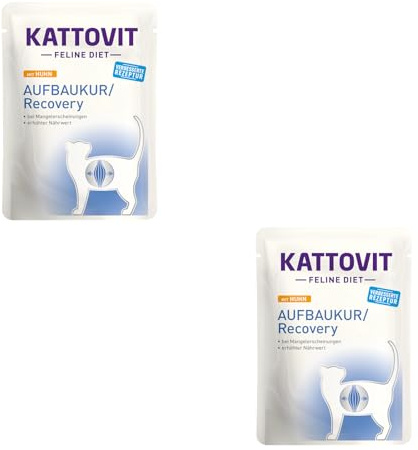Kattovit Aufbaukur mit Huhn | Doppelpack | 2 x 24 x 85 g | Diät-Alleinfuttermittel für ausgewachsene Katzen | Bei Mangelerscheinungen, Untergewicht und in der Rekonvaleszenz