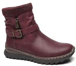 IVACHY Women Warm Lining Ankle Boots - Cozy insulated winter boots- Zip closure - UK ladies size 3 to 7.5