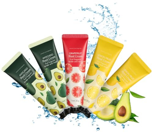 LOPHE Hand Cream, 5 x 30g Moisturising Hand Cream with Natural Plant Flower Fruit Flavour Gentle, Travel Size, Gifts for Women, Mother's Day and Christmas