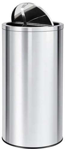 Takywep 18.5 Gallon / 70 L Swing Top Trash Can, Heavy Duty Brushed Stainless Steel Garbage Bin with 360° Swing Lid and Inner Bucket for Kitchen, Office, Restaurant, Bedroom