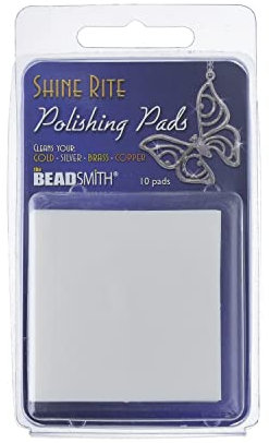 The Beadsmith Shine Rite Polishing Pads – 2-Inch Pre-treated Foam Squares with Micro Abrasives – Use to Brighten, Polish and Remove Tarnish Jewelry Components – Pack of 10