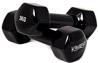 Kawanyo Vinyl Hantel - 2 x 3.0 kg Krafttraining Workout Gewichte Kurzhantel