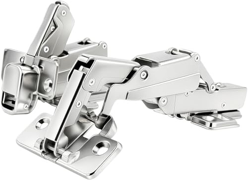 TamBee Corner Cabinet Hinge Bifold 165 Degree Lazy Susan Door Hinge 48mm Full Overlay Soft Close Hinges Concealed Hydraulic Hinges Adjustable Mounting Frameless 2 Pcs /1 Pair Full Overlay