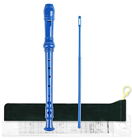Mr.Power Soprano Recorder German Style C Key 8 Holes Easy Instrument for Beginners School Student Home Entertainment (Blue)