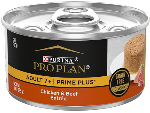 Purina Pro Plan Senior Cat Food Wet Pate, Chicken and Beef Entree - (Pack of 24) 3 oz. Pull-Top Cans