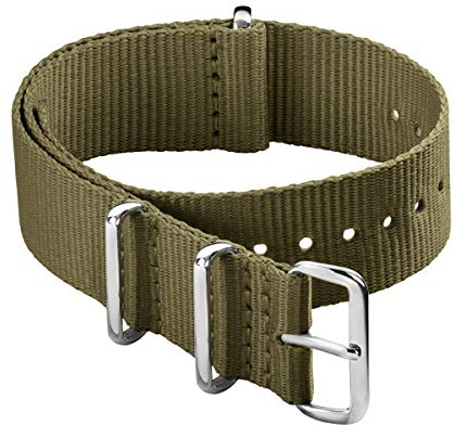 Archer Watch Straps - Classic Military Style Nylon Watch Bands (Olive, 18mm)
