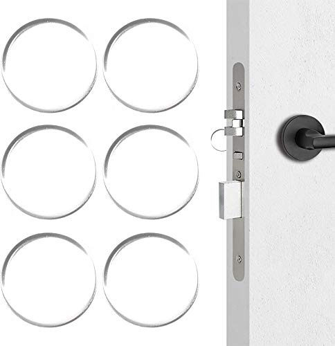 6Pcs Door Knob Shield, Transparent Round Door Handle Bumper Pads Self Adhesive Door Stopper Soft Rubber Wall Protector for Cabinets, Doorknob 40x12mm