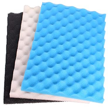 INGVIEE Jardín Estanque de Pez Esponja de Filtro 17 x 11 (1x Negro Grueso, 1x Beis Medio, 1x Azul Fino)