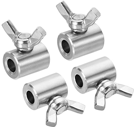 PATIKIL 304 Inossidabile Acciaio 7mm ID Mano Vite Morsetto, 4pz Singolo Foro Filo Corda Elementi Fissaggio Farfalla Viti per 2-3mm Acciaio Filo, Argento