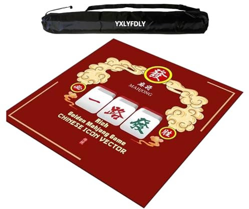 YXLYFDLY Tapete cuadrado de Mahjong con bolsa de transporte negra, tapete grueso antideslizante para mesa Mahjong Paigow, tapete de mesa para póquer y juego de azulejos Mahjong Paigow (70 cm)