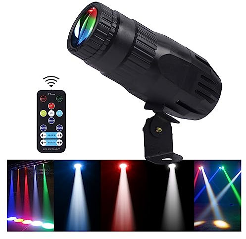 Pinspot Light with Remote 4 in 1 Stage Spotlight: 15W RGBW LED Beam Mirror Disco Ball Spot Lights - Mini Pin Lighting for Party DJ Disco Wedding Bar Club Indoor Show