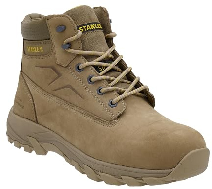 STANLEY Tradesman Men's Leather, Steel Toe, Safety Work Boot, Stone, UK9 (EU43)