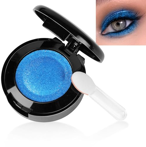 LOPHE Lidschatten, Eyeshadow Highlighter, Glitzer Eye Shadow Schimmernder Lidschatten Wasserfest, Langlebig, Hochpigmentiert, Feine Textur, 8- Dunkelblau