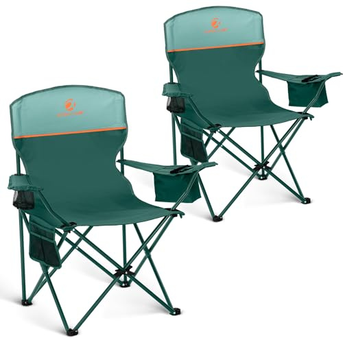2 Pack Folding Camping Chairs Outdoor Lawn Chair Support 250lbs Green