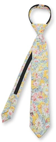 GHTIYLP Cotton Floral Ties for Boys Pre-tied Zipper Kids Tie for Graduation