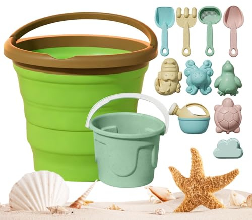 Giochi di sabbia per | Set da gioco pieghevole per pala con stampo per secchio | Giocattoli colorati con sabbia da viaggio, 3 anni in su, ragazzi e ragazze, , viaggi in giardino, va